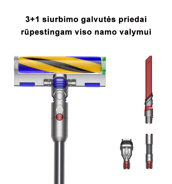 V12 3+1 siurbimo galvutė (padidintas siurbimas + šlapios ir sausos funkcijos + HEPA filtravimas)